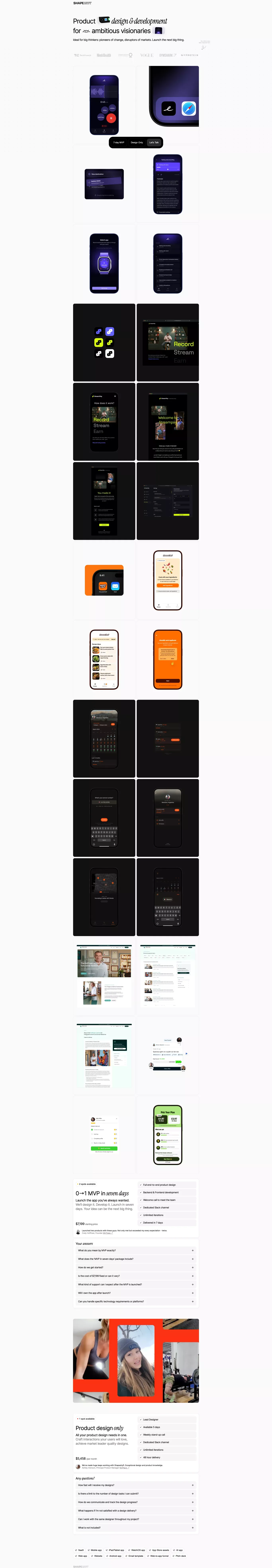 Shapeshyft - Product Design & Development for Start-ups and Solo Founders - Portfolio design