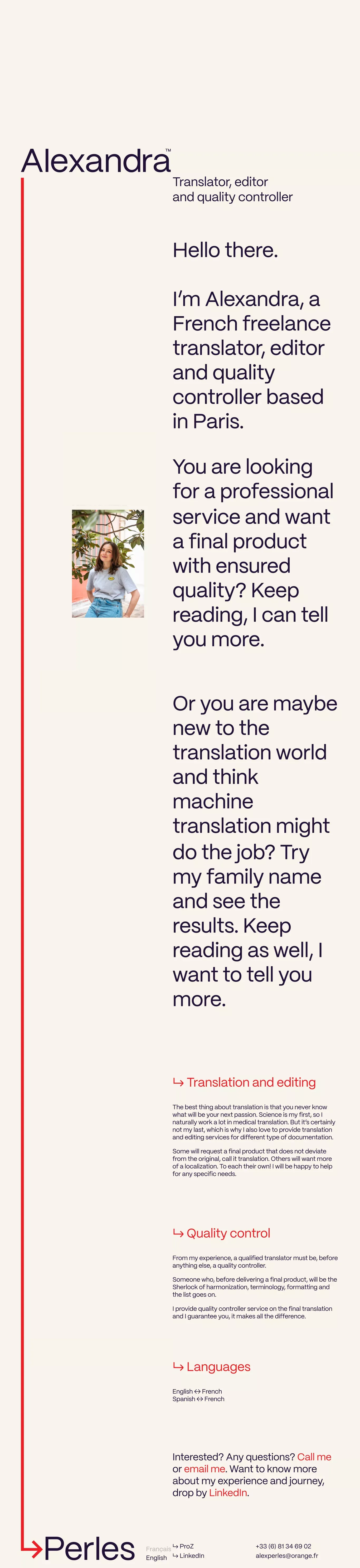 Translator, editor and quality controller – Alexandra Perles - Portfolio design