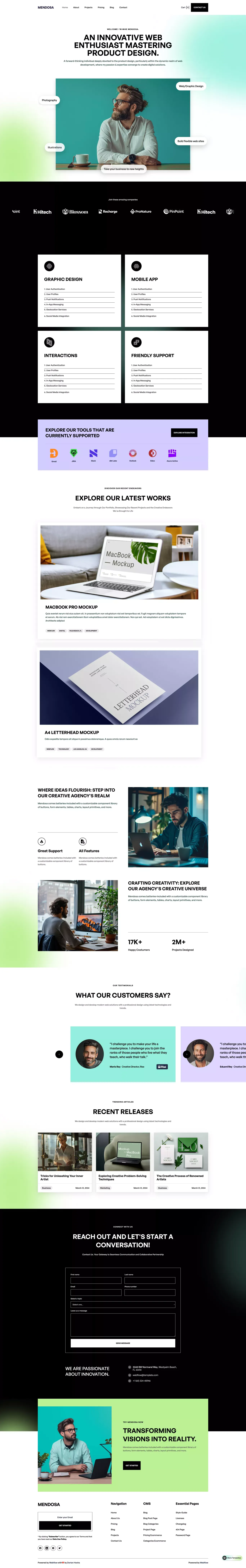 Mendosa - Webflow Ecommerce website template - Template design