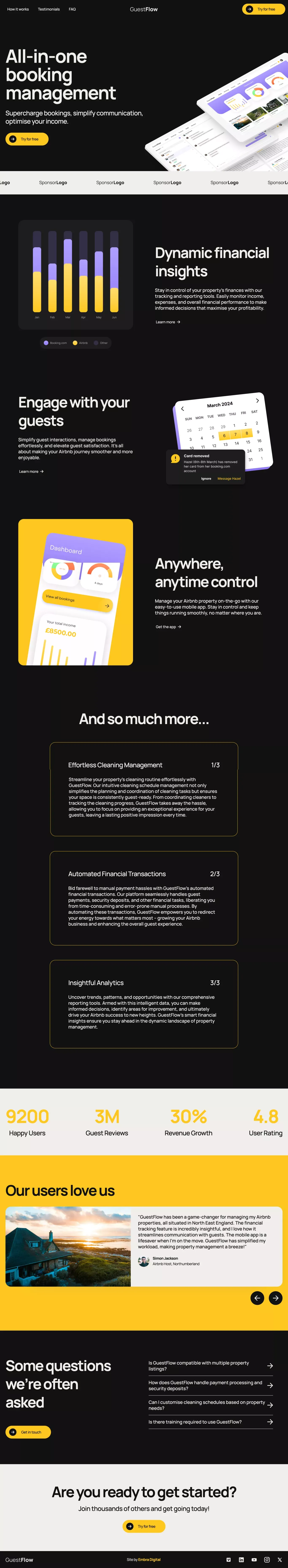Guestflow | Embra SaaS Example - Landing design