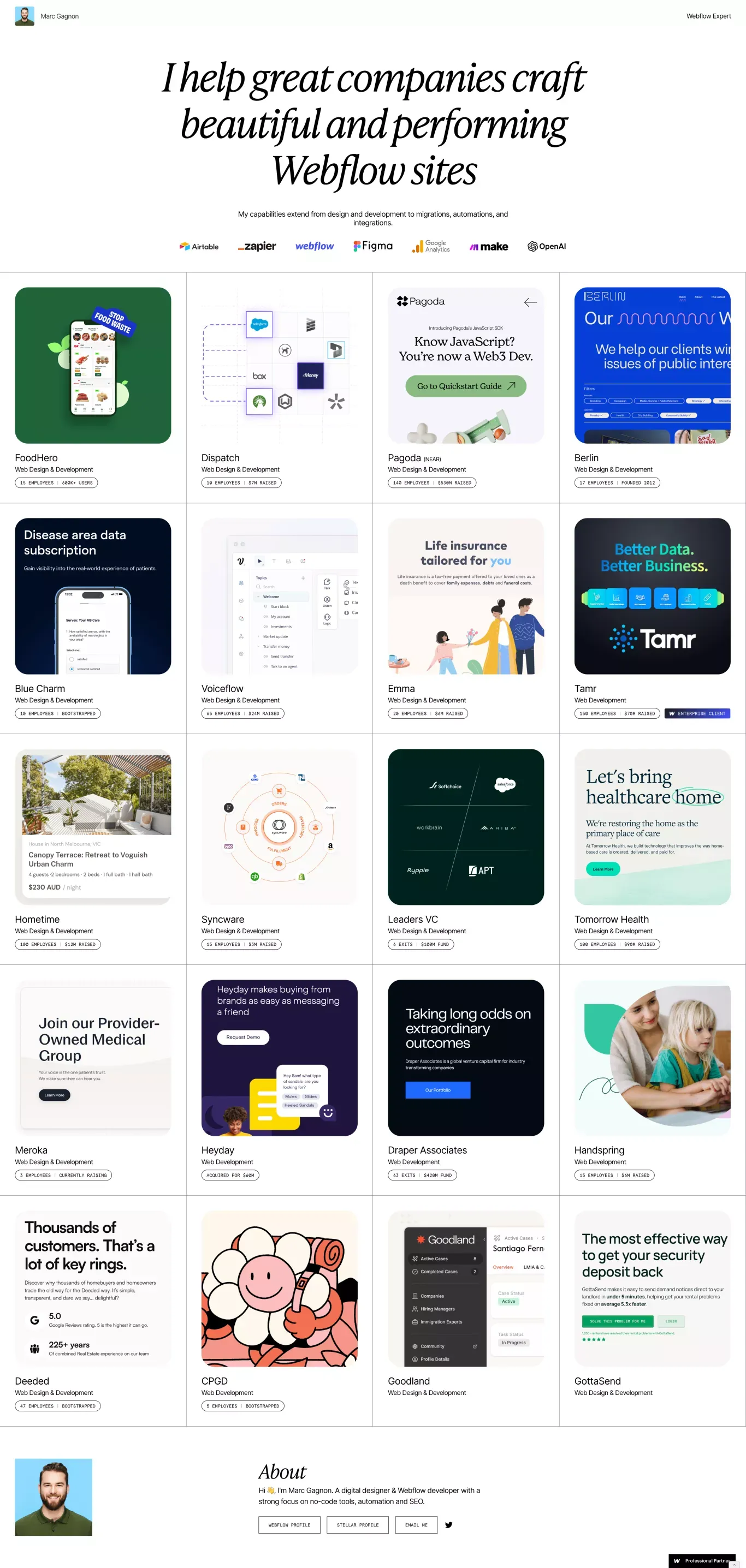Marc Gagnon | Webflow Expert - Portfolio design