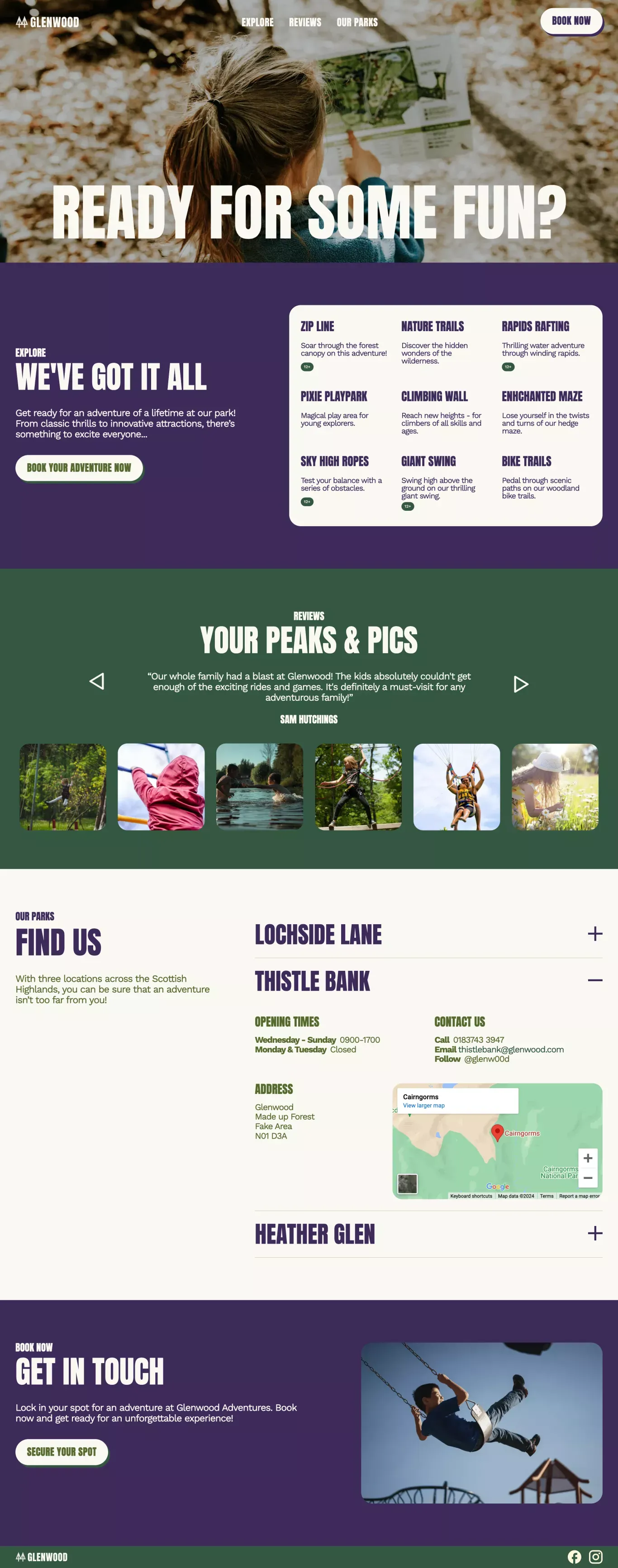Glenwood | Scotland Outdoor Adventure Park - Landing design