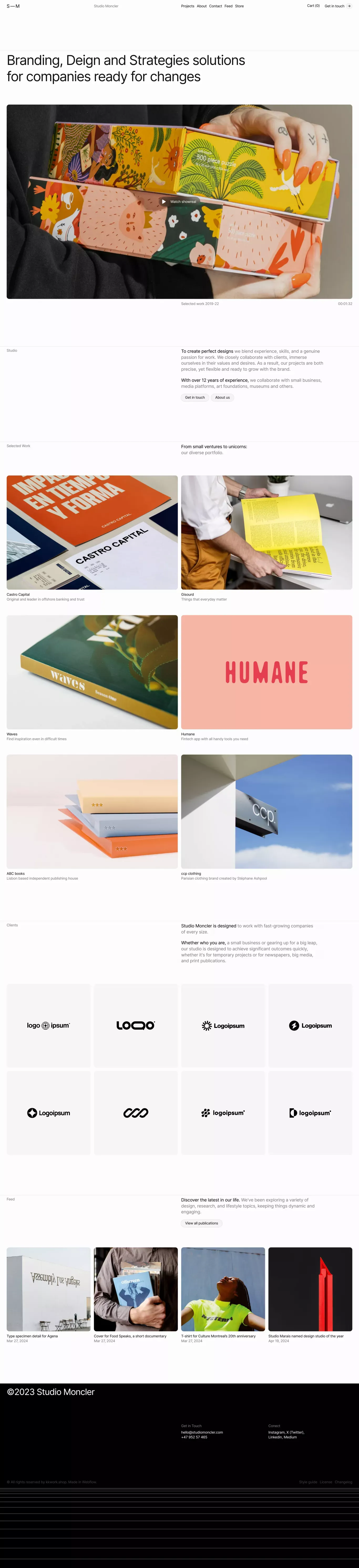 Studio Monclear - Webflow HTML website template - Template design