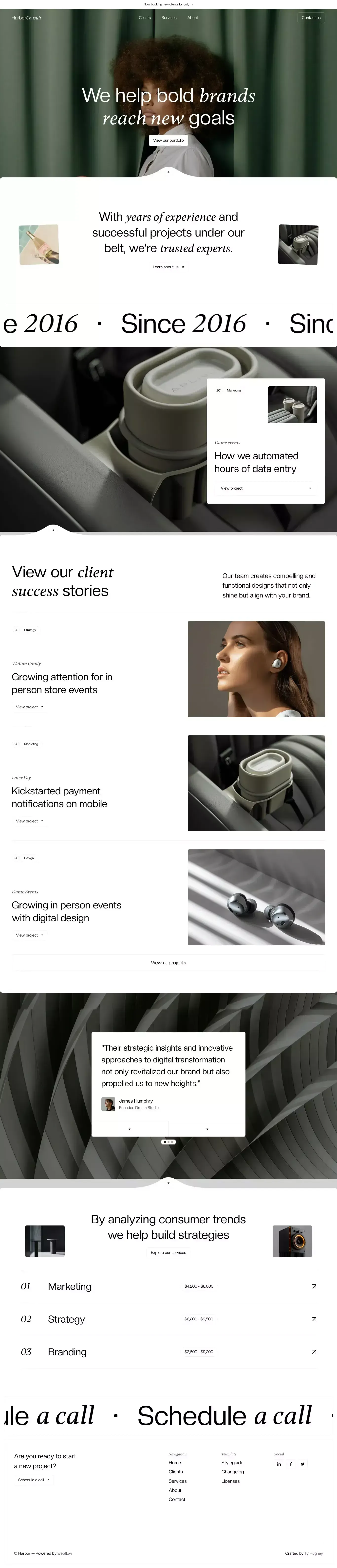 Harbor - Webflow HTML website template - Template design