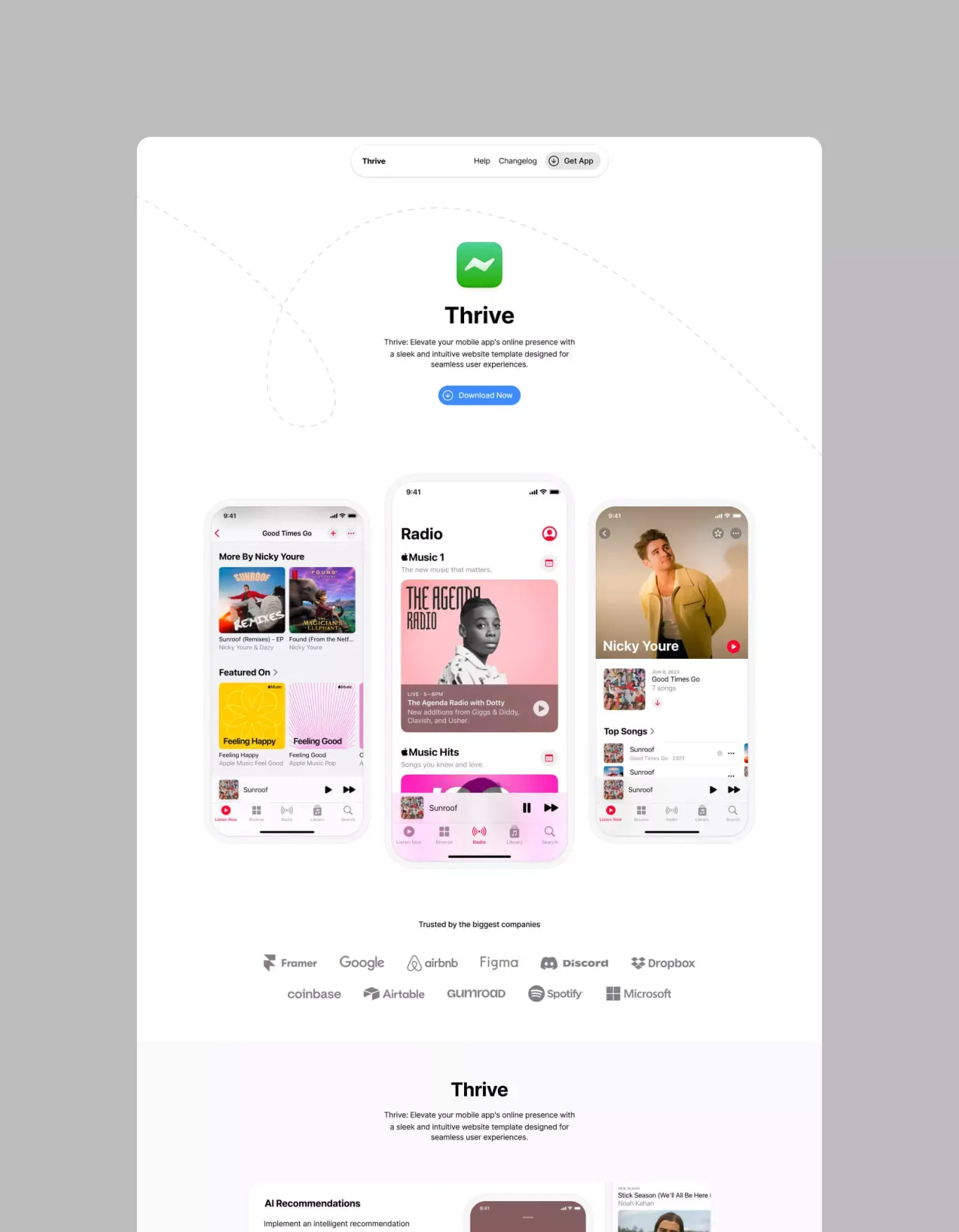 Thrive - App HTML5 Responsive Website Template - Template design