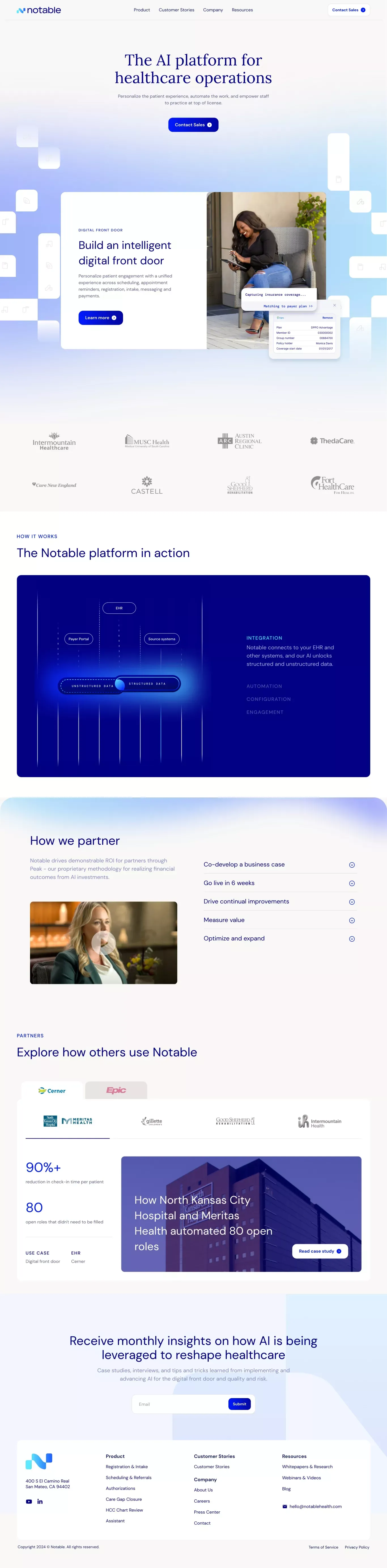 Notable | The AI Platform for Healthcare Operations - Landing design