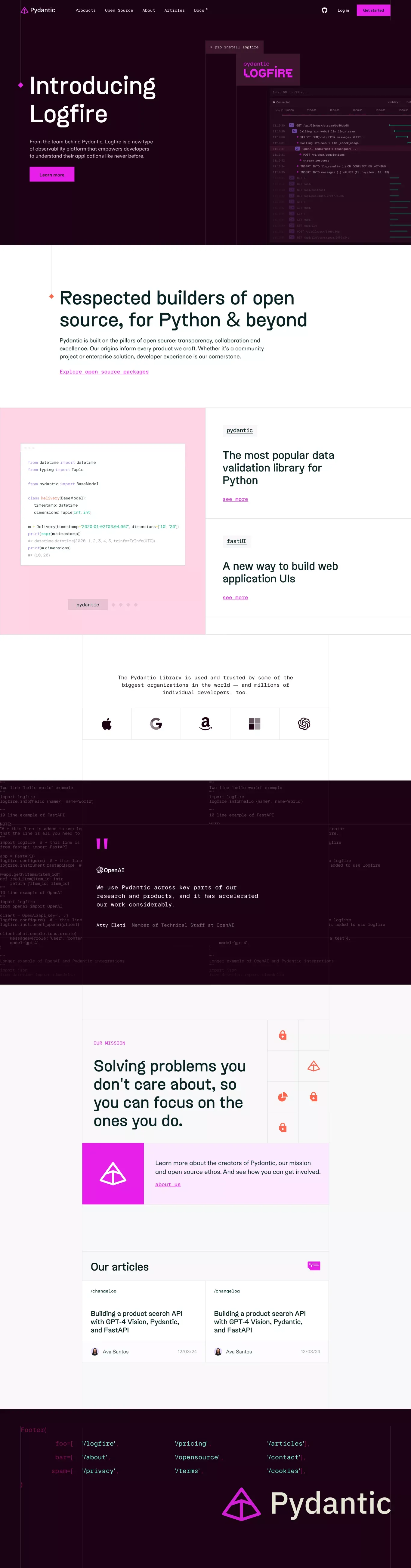 Pydantic - Landing design