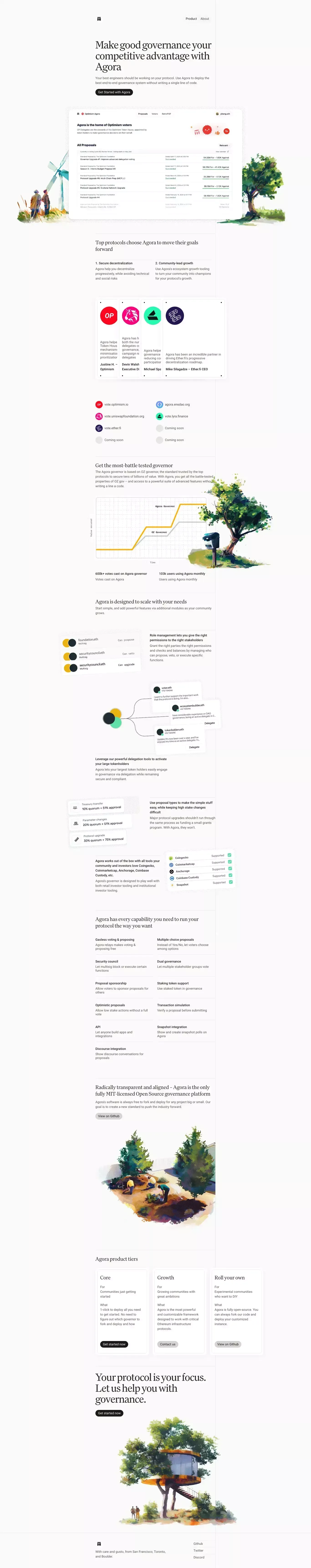Agora: The onchain governance company - Landing design