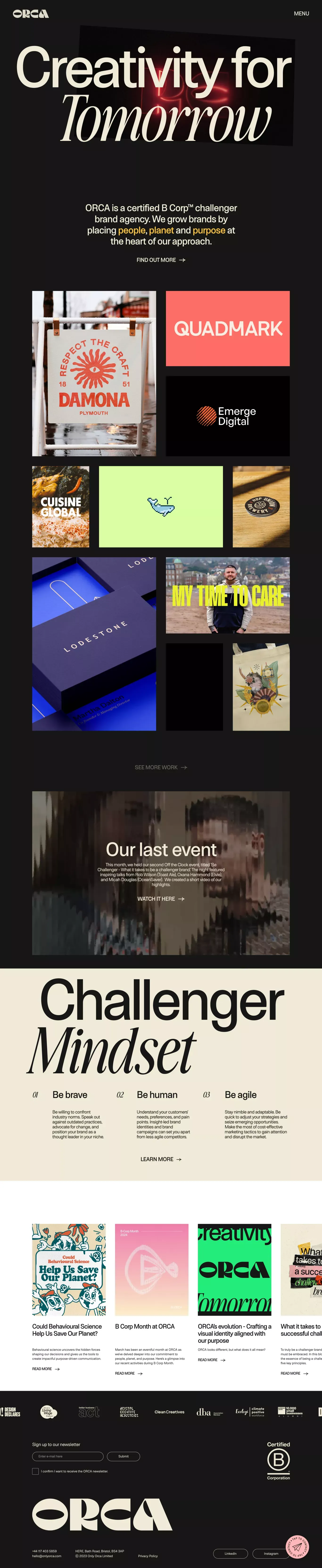 ORCA | Challenger Brand Agency | Purposeful Design - Portfolio design