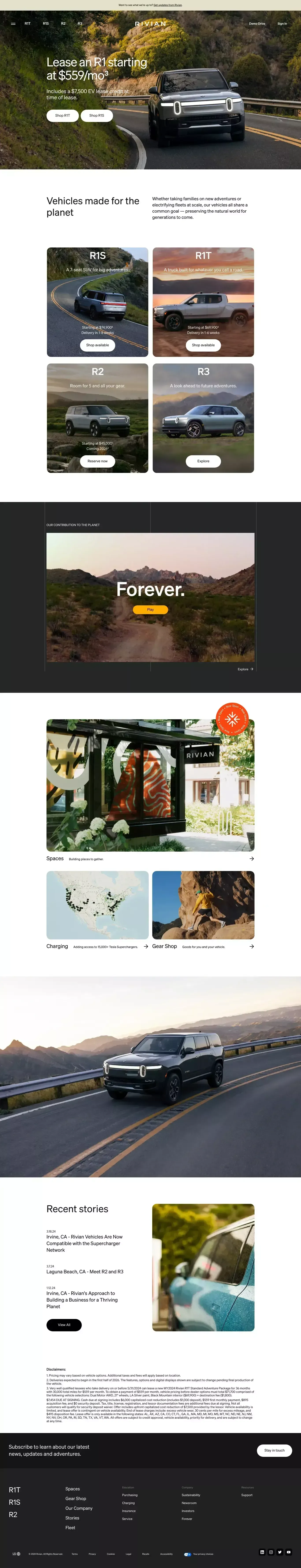Rivian - Electric Adventure Vehicles - Landing design
