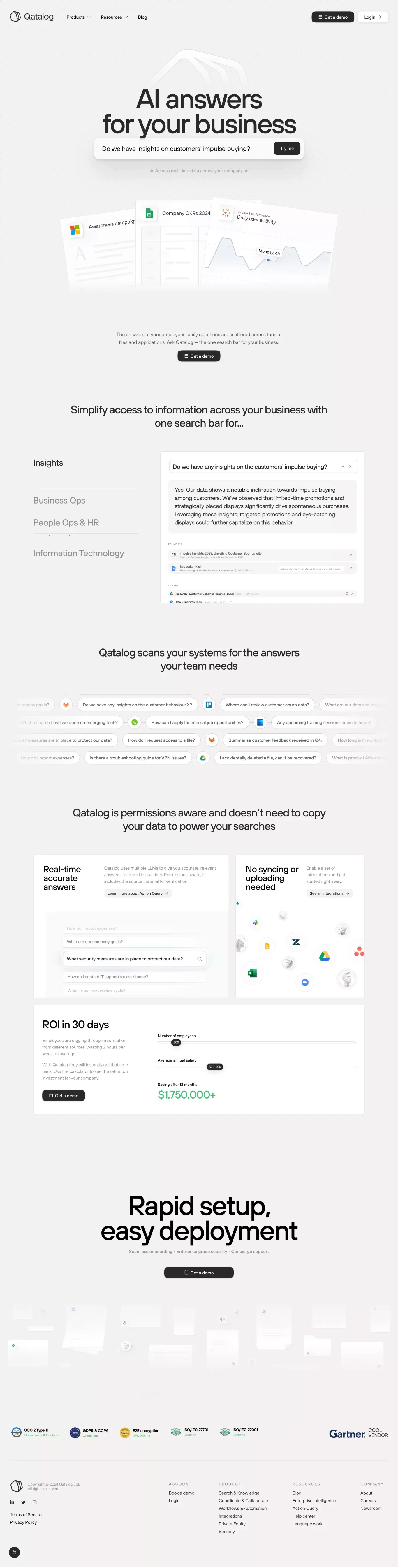 One search bar for your business | Qatalog - Landing design