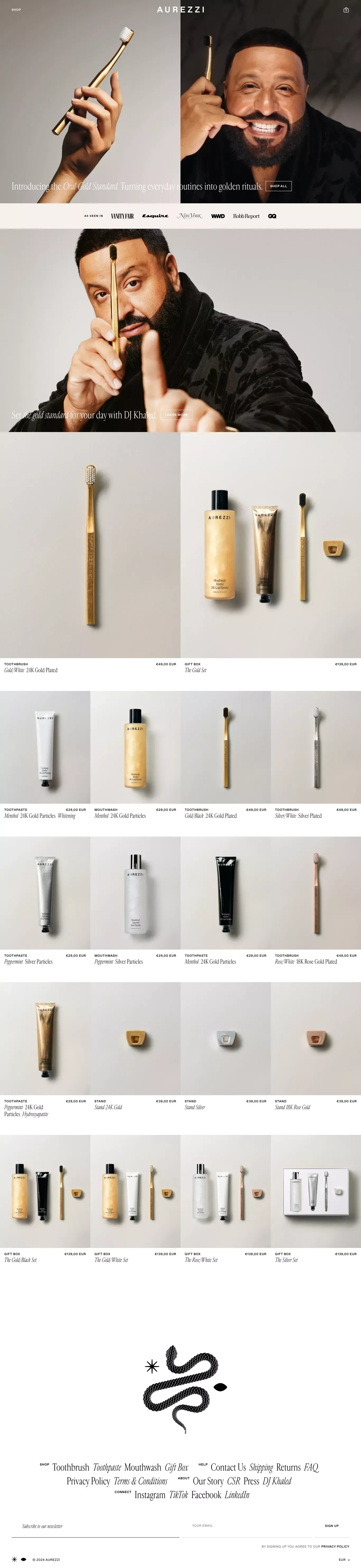 AUREZZI Official Site | ORAL GOLD STANDARD - Ecommerce design
