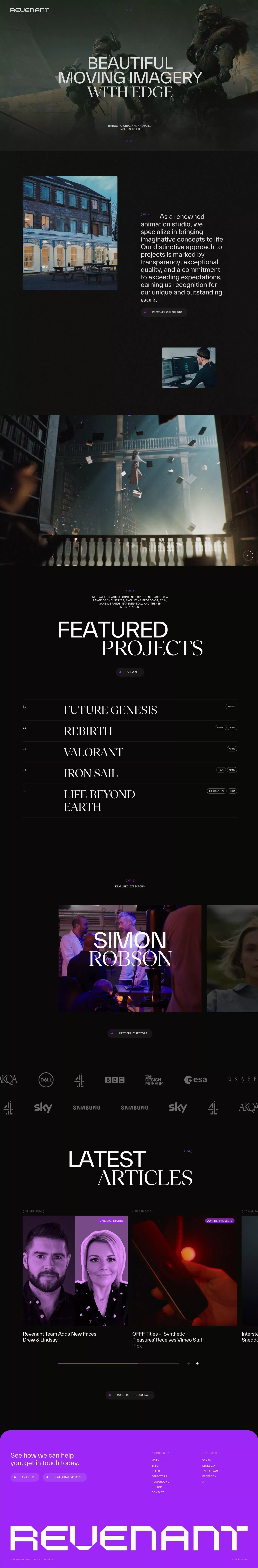 Revenant. A creative and Animation studio in the UK Revenant - Portfolio design