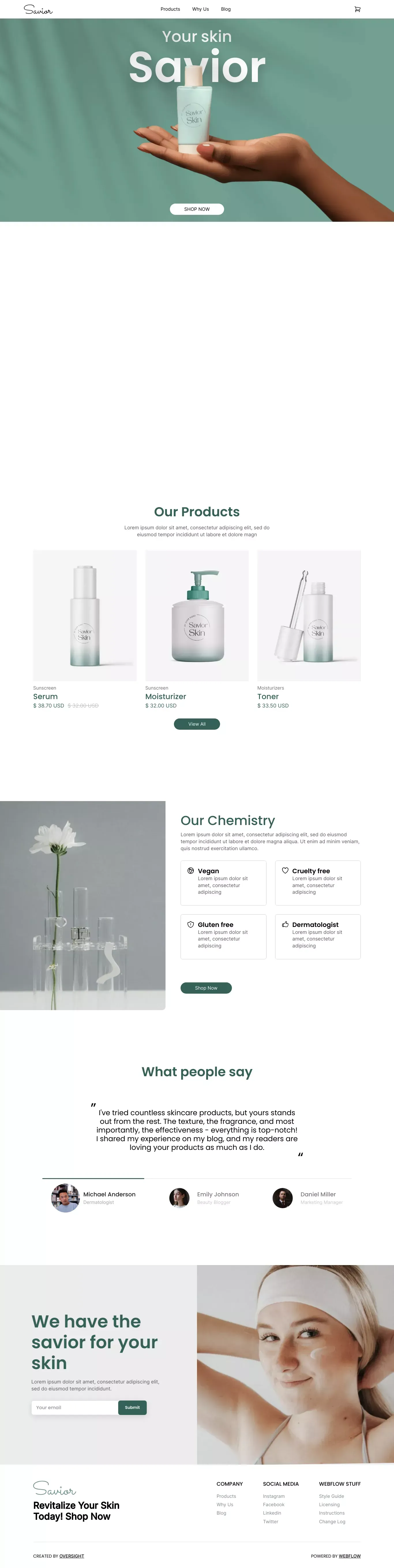 Savior - Webflow Ecommerce website template - website design