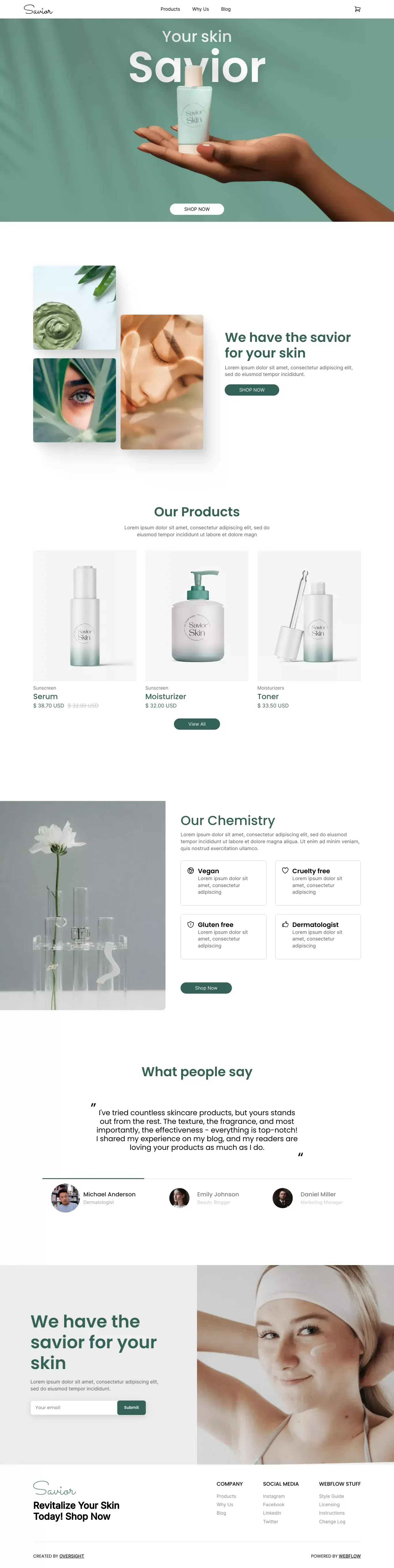 Savior - Webflow Ecommerce website template - website design
