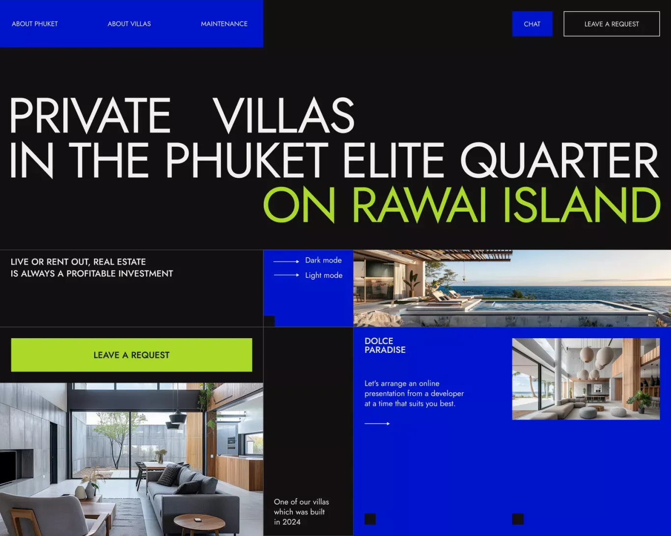 Private Villas - Landing design
