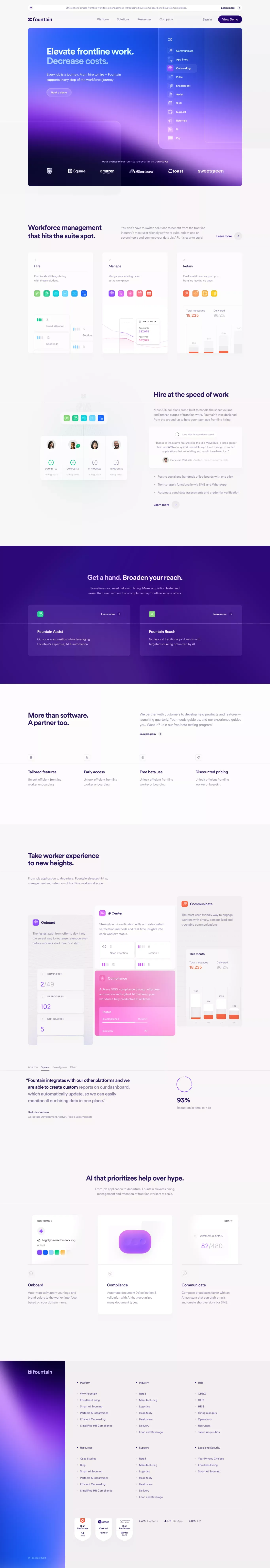 Fountain - Your Frontline Workforce Management Platform - Landing design