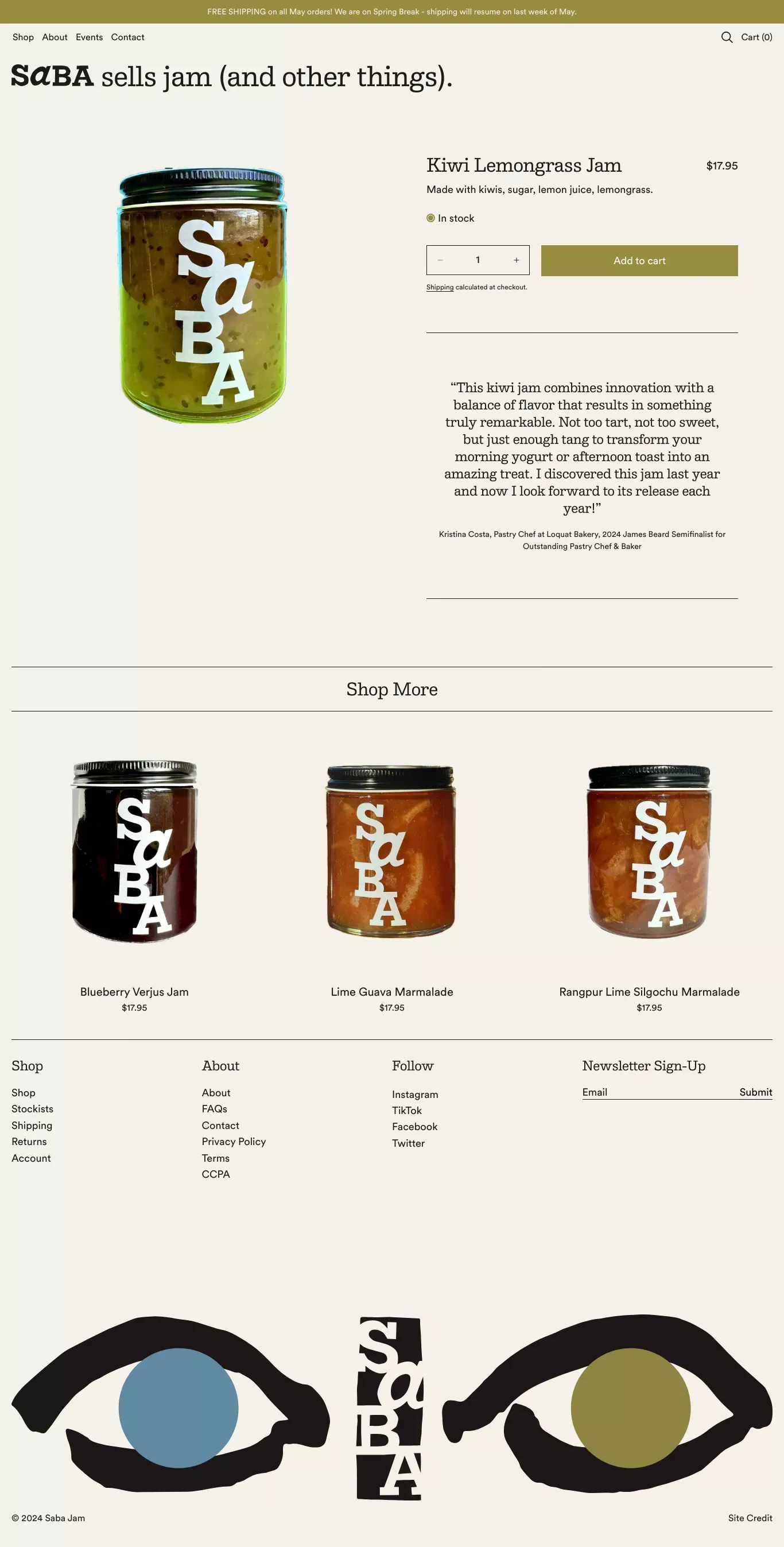Kiwi Lemongrass Jam – saba jam - Product page design