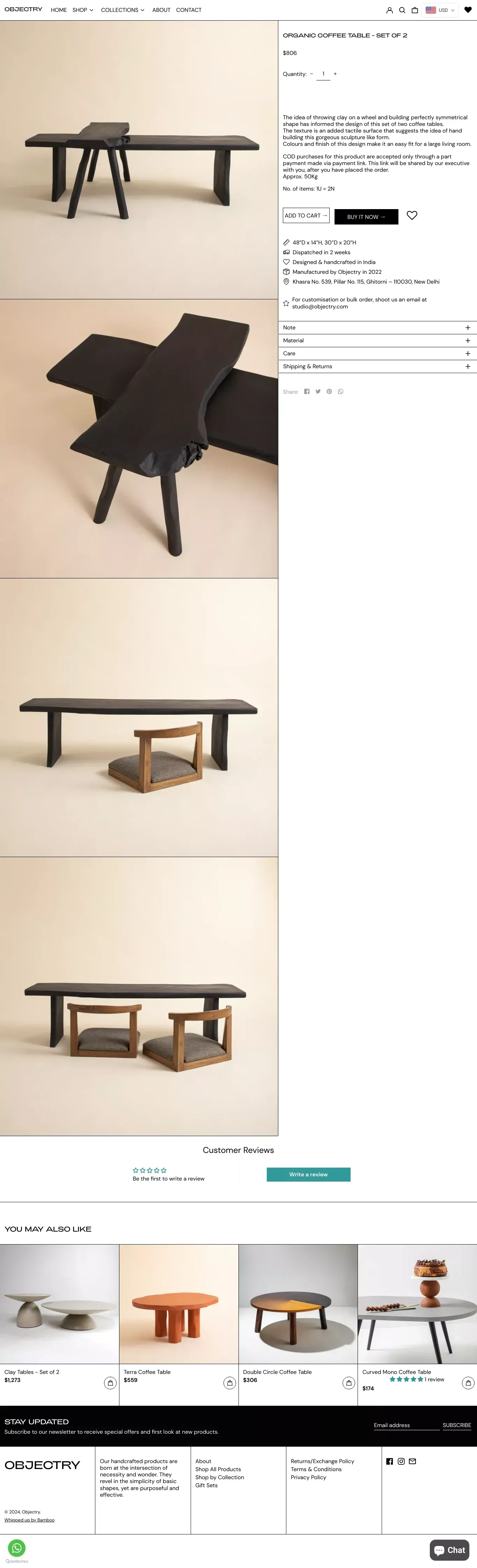 Organic Coffee Table - Set of 2– Objectry - Product page design