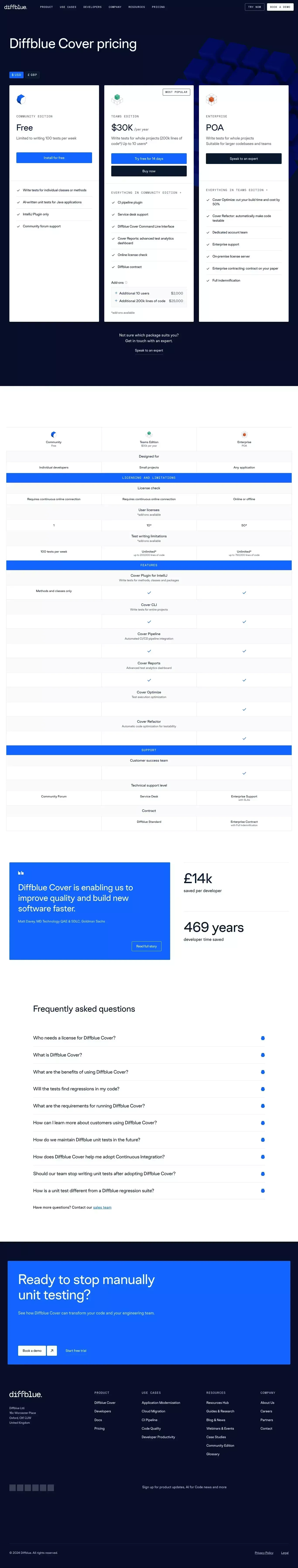 Pricing - Diffblue - Pricing design