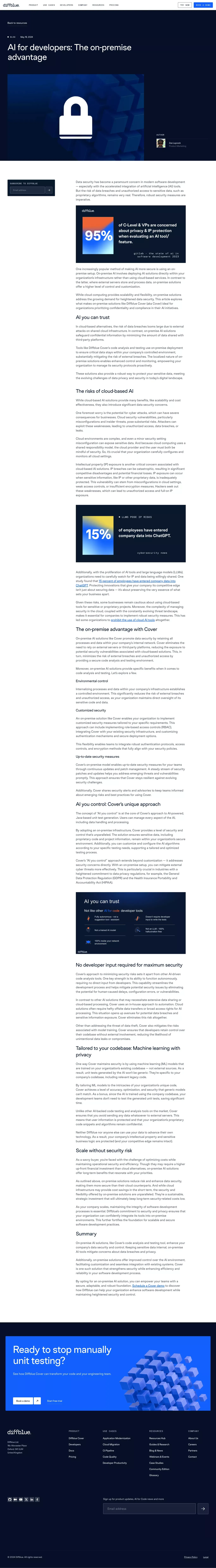 AI for developers: The on-premise advantage - Diffblue - Blog Post design