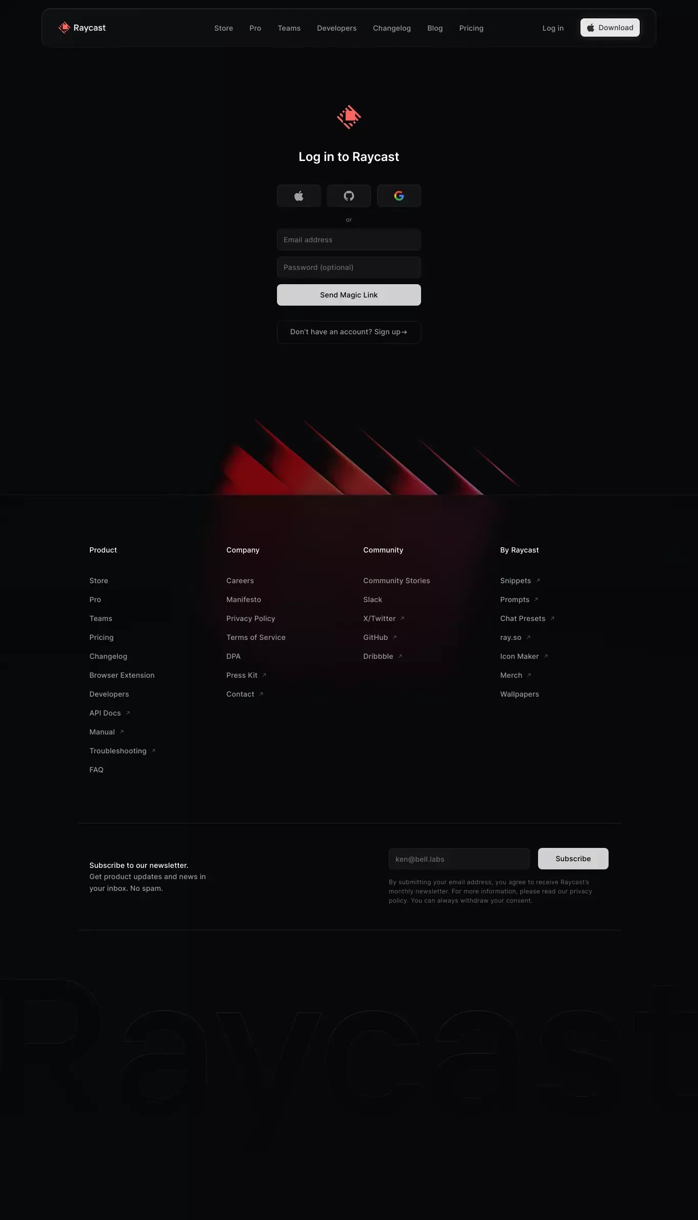 Raycast - Your shortcut to everything - Sign Up design