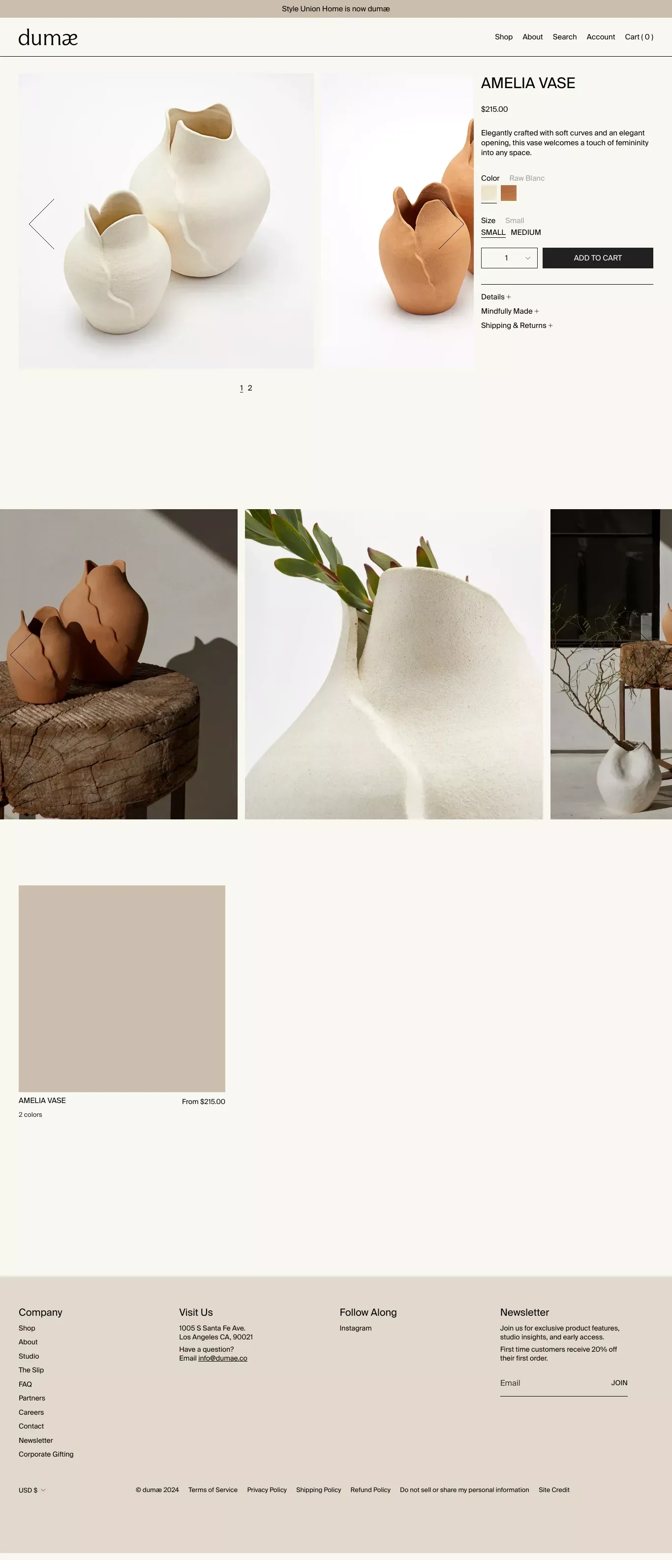 Amelia Vase                  – dumæ - Product page design