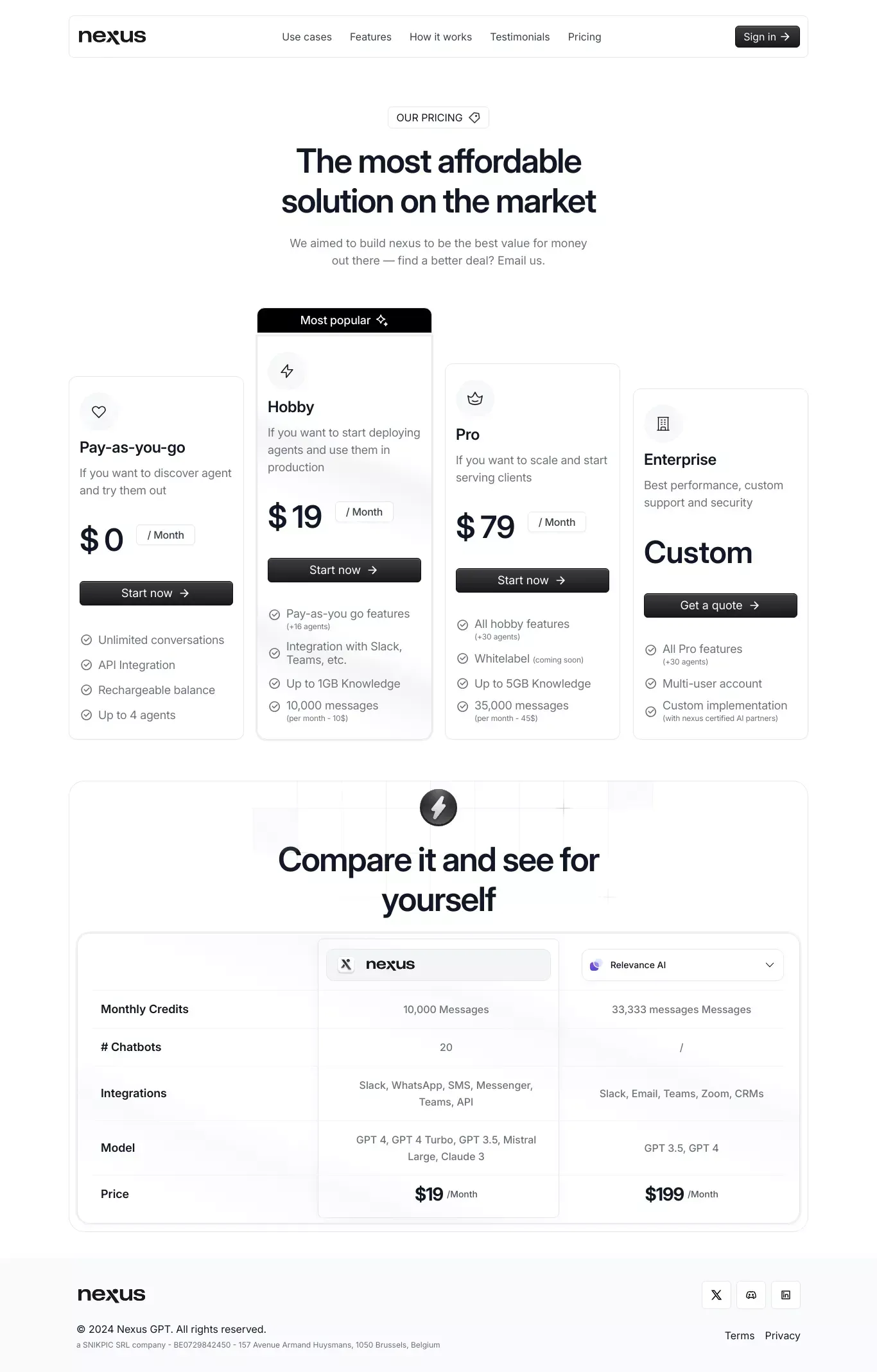 NexusGPT - Pricing design