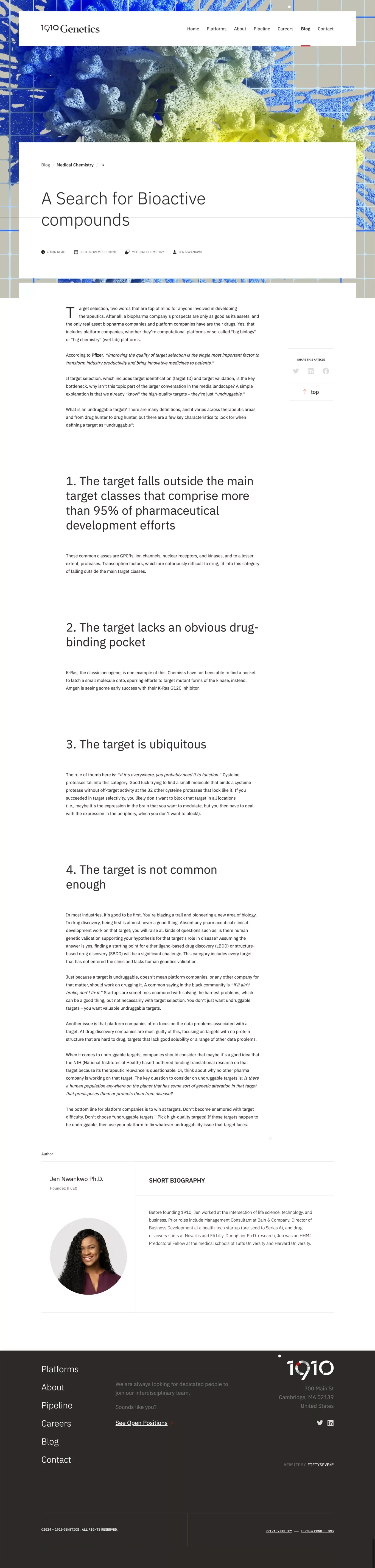 1910 Genetics — Drug Design Powered by AI, Driven by Biology - Blog Post design