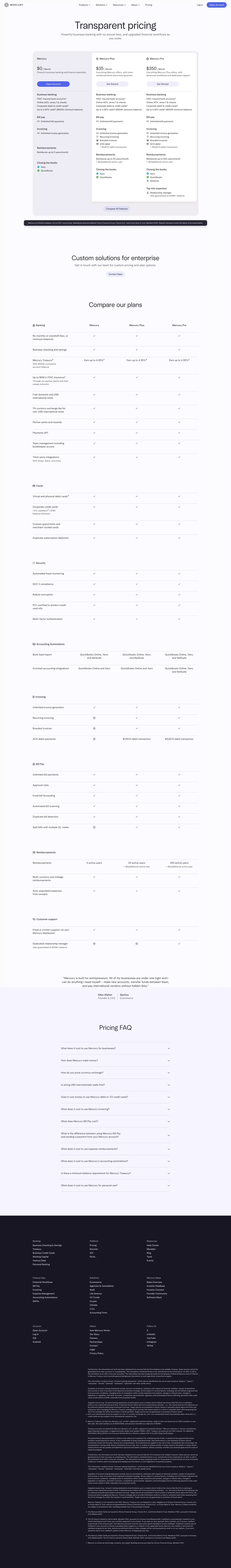 Explore Pricing | Mercury - Pricing design