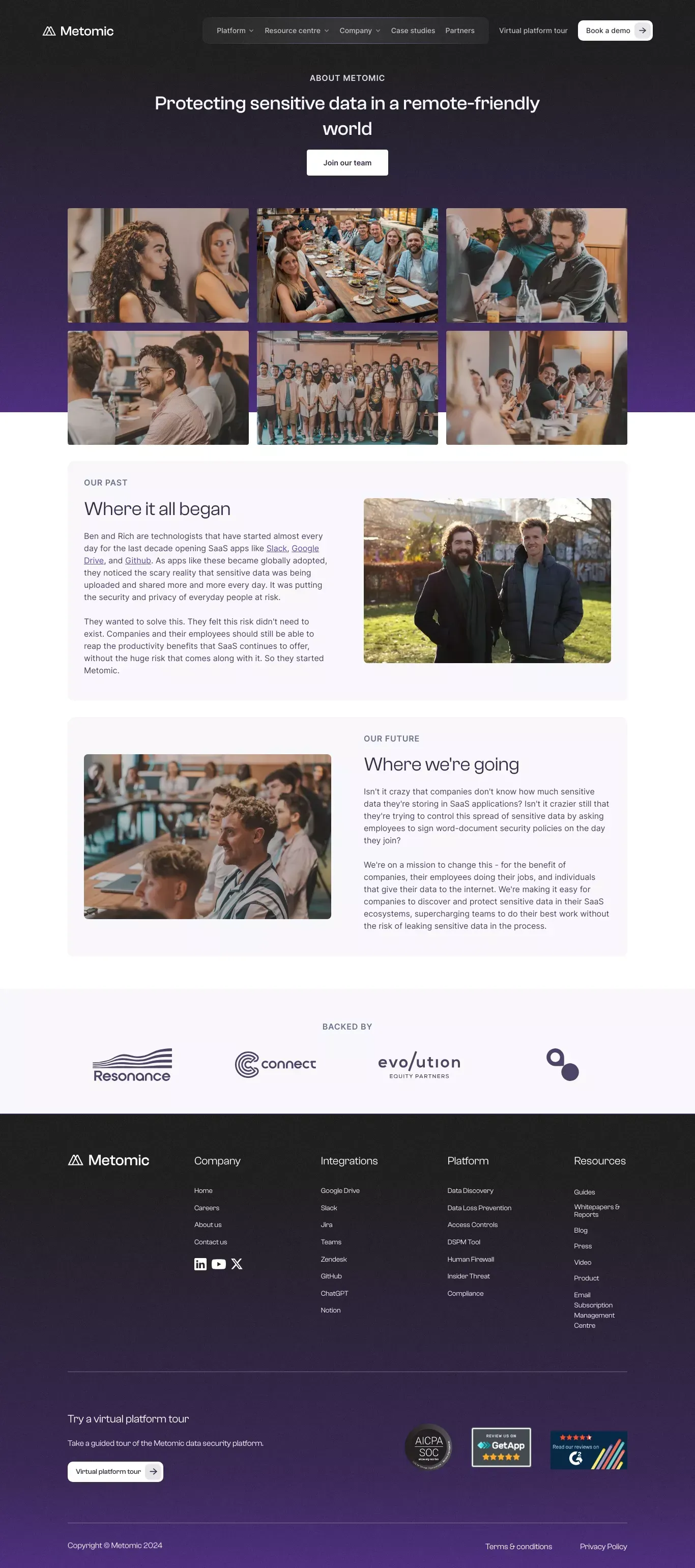 Learn more about the team behind Metomic - About Us  design