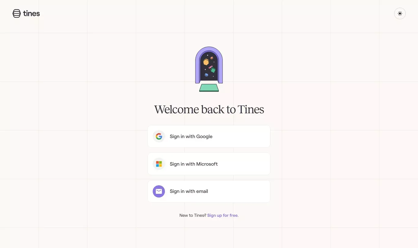 Sign in | Tines - Sign Up design