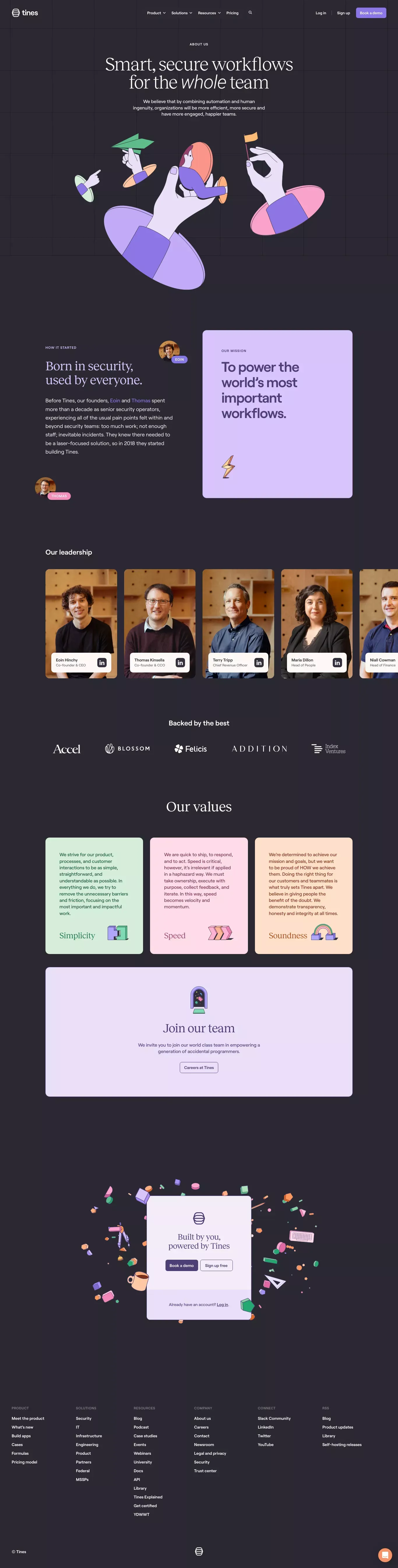 About | Tines - About Us  design