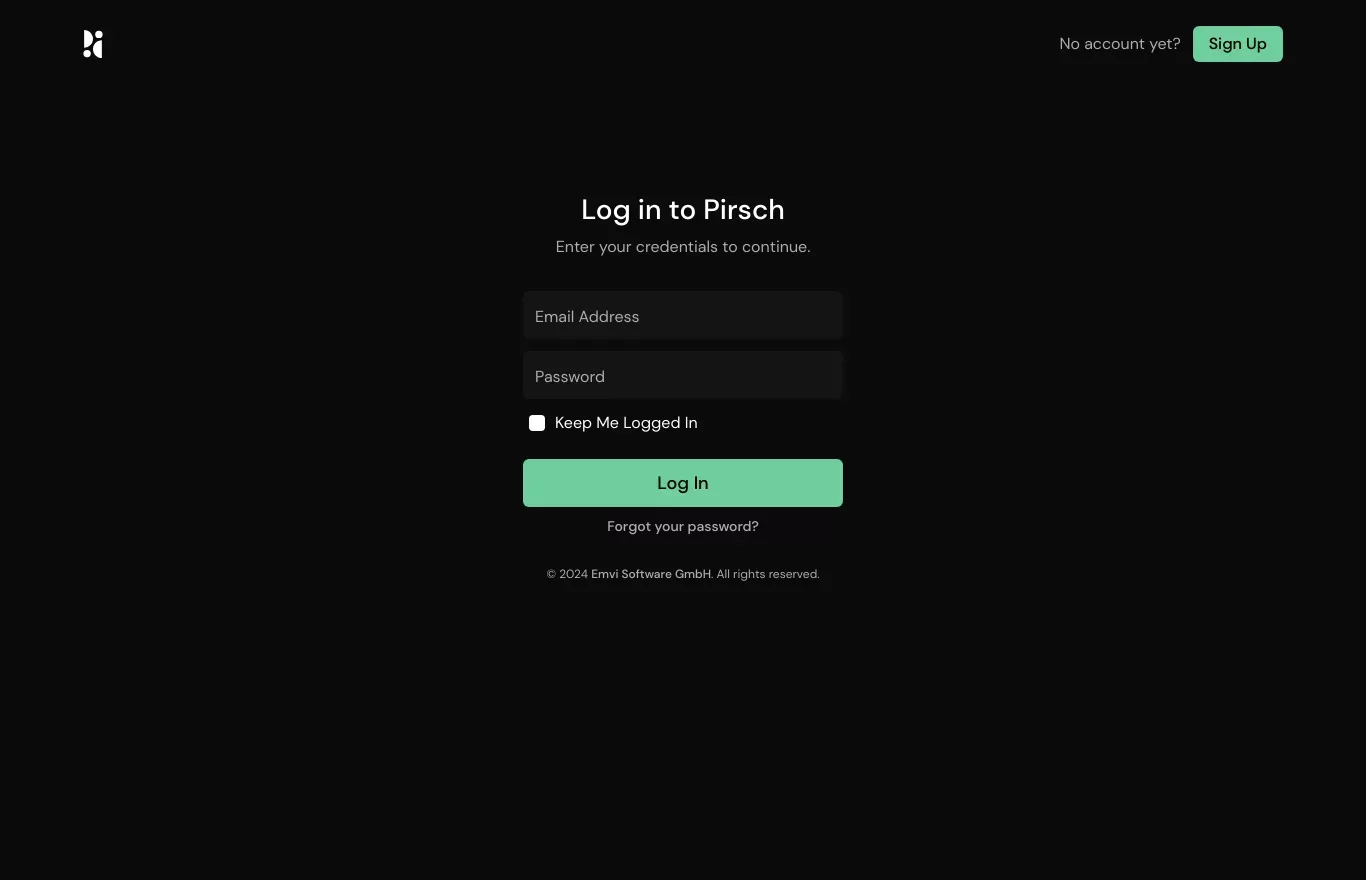 Dashboard - Pirsch Analytics - Sign Up design
