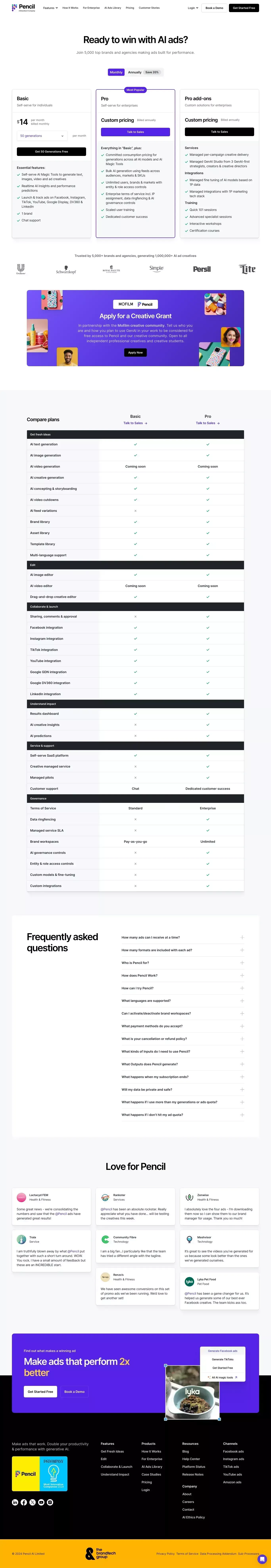 Pencil - Pricing - Pricing design