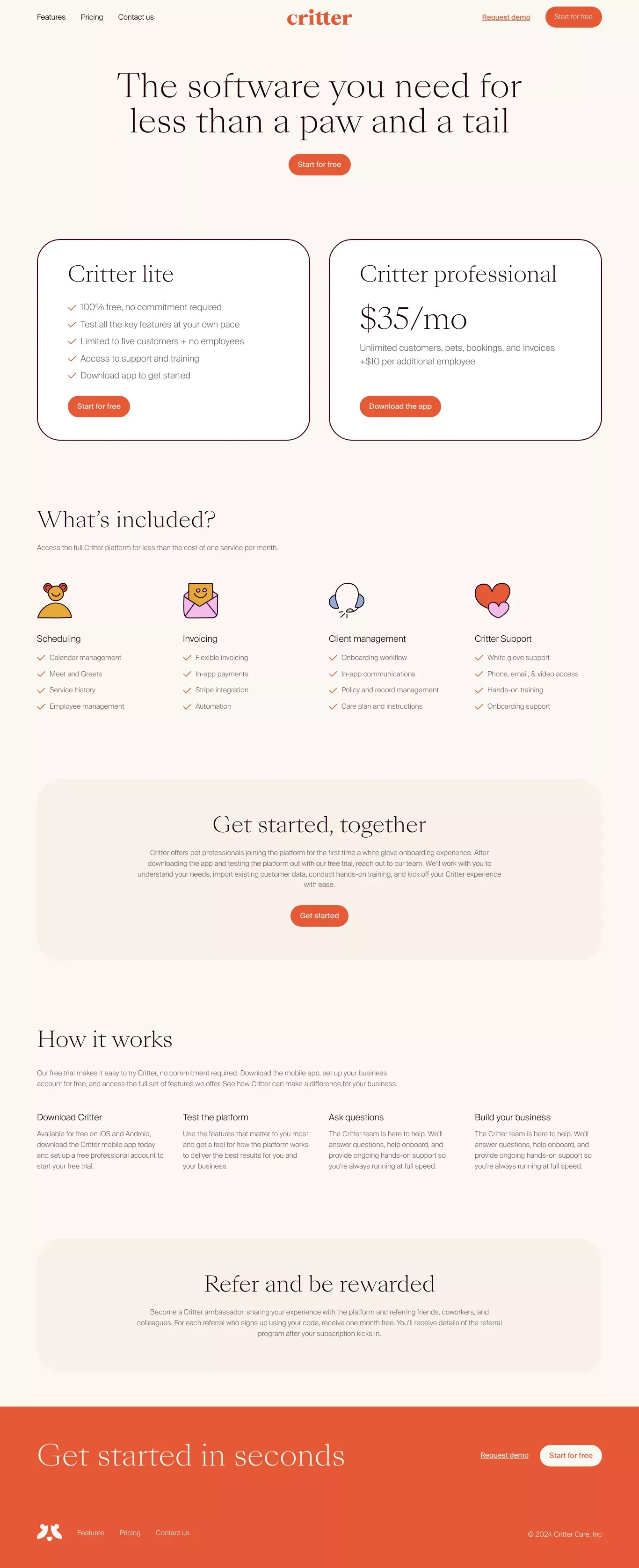 Pricing - Critter - Pricing design
