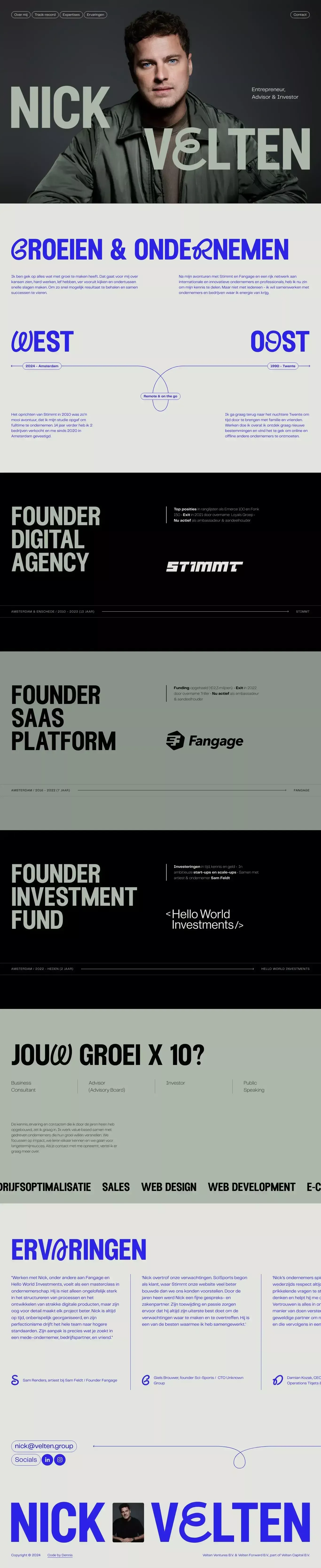 Nick Velten - Entrepreneur, Advisor & Investor - Portfolio design