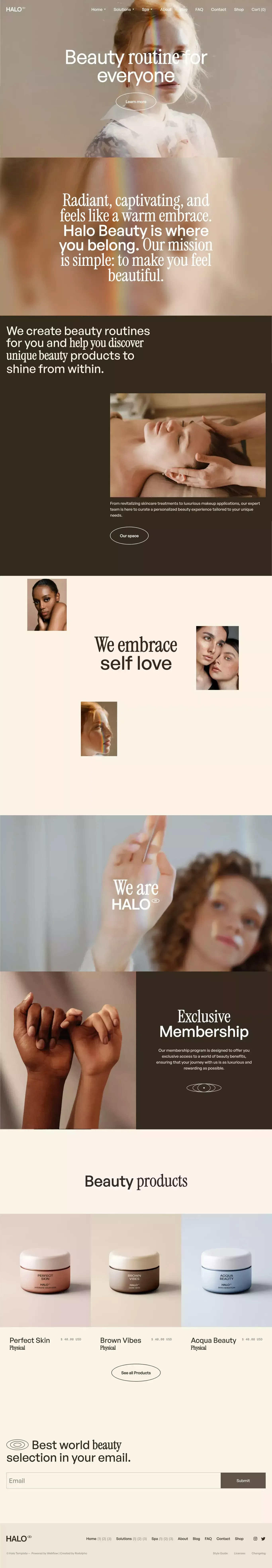 HALO | Webflow Ecommerce website template - Template design