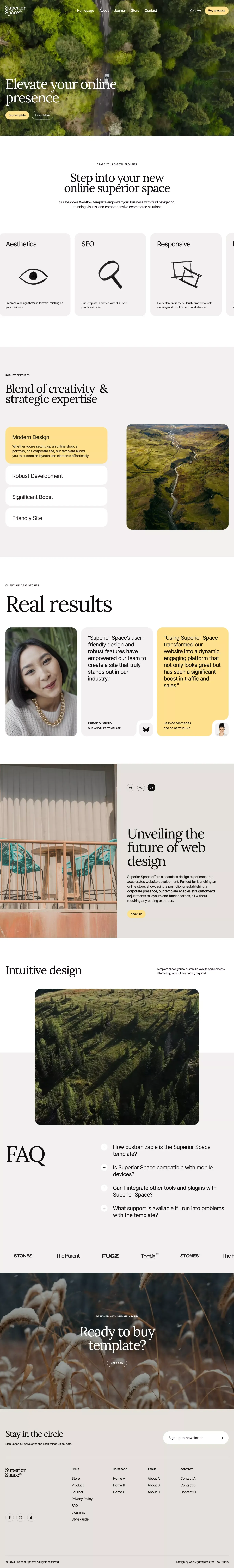 Superior Space - Webflow Ecommerce website template - Template design