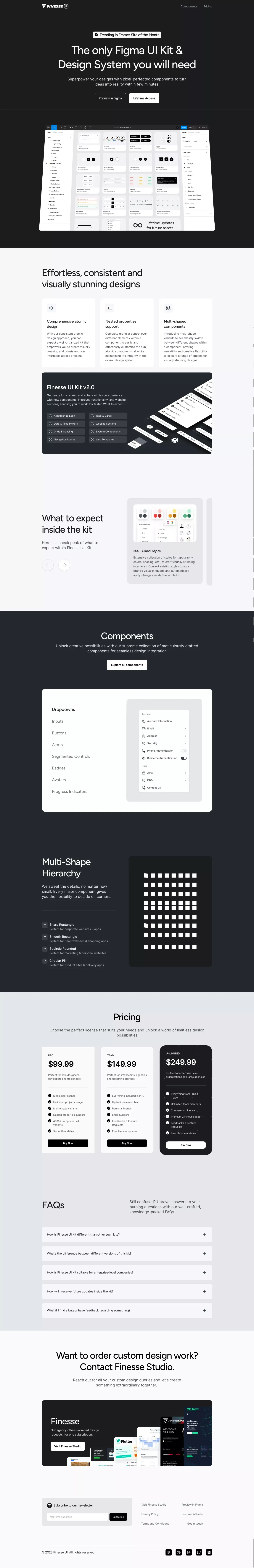 Finesse UI — The only Figma UI Kit you will need - Product page design