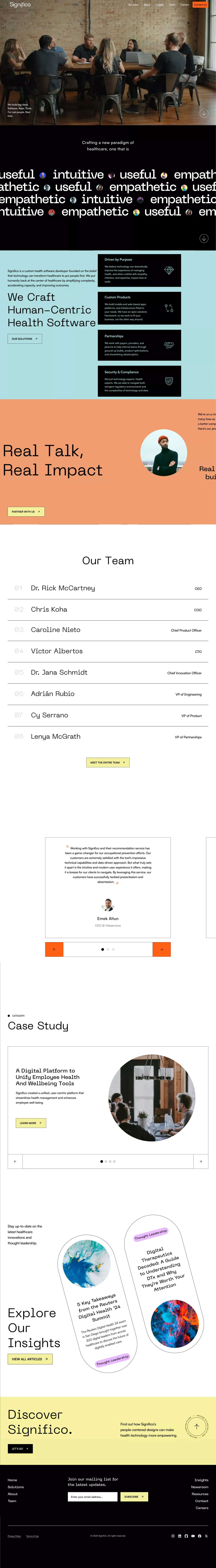 Significo: Revolutionizing Healthcare with Human-Centric Software - Landing design