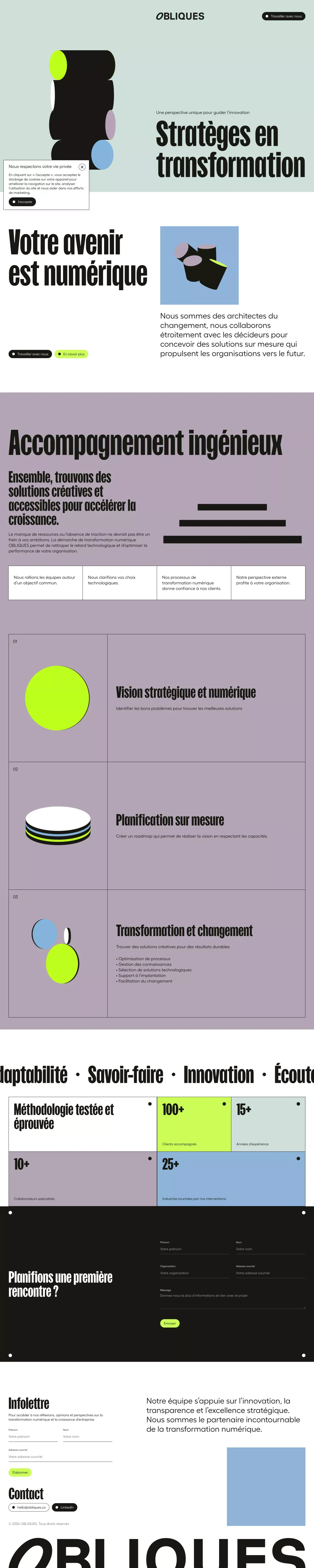 OBLIQUES - Stratèges en transformation numérique - Landing design