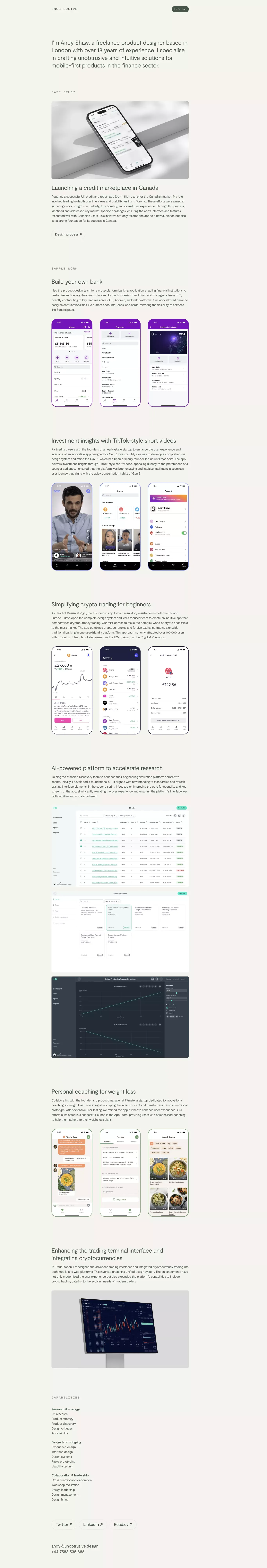 Unobtrusive - Portfolio design