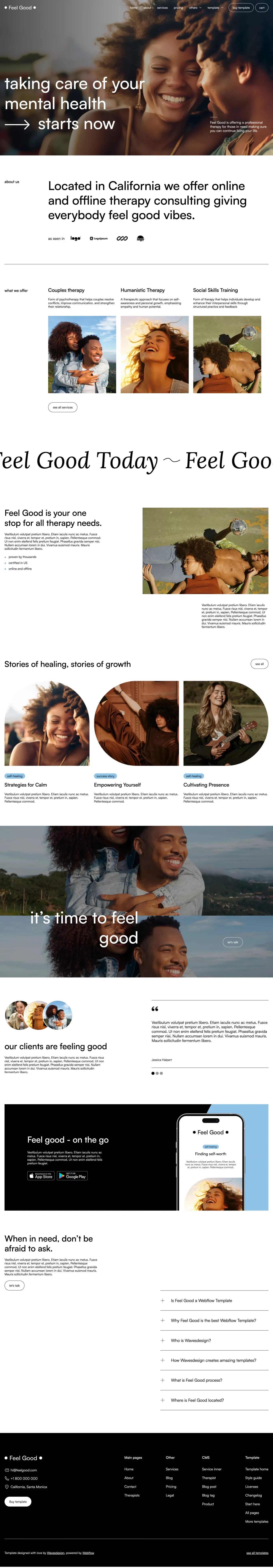 Feel Good - Webflow Ecommerce website template - Template design