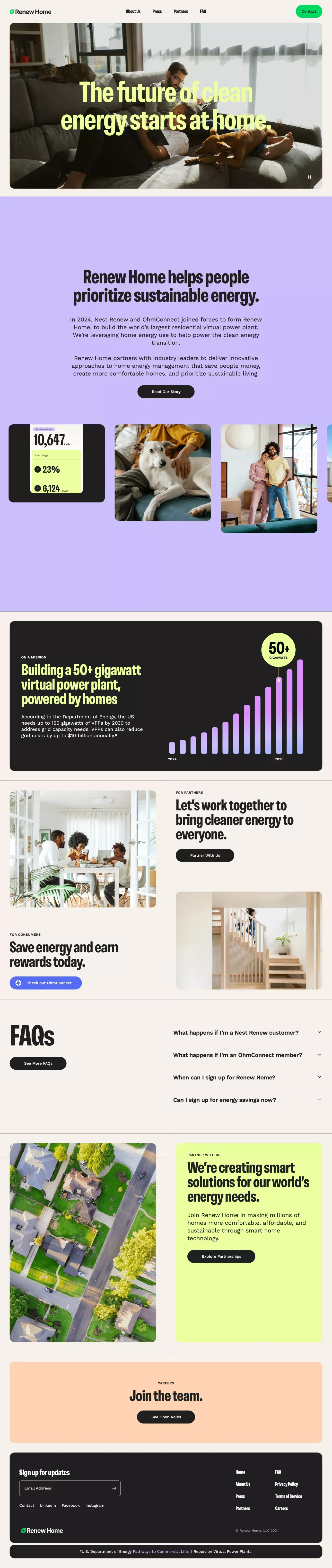 Renew Home | An energy management solution for modern homes - Landing design