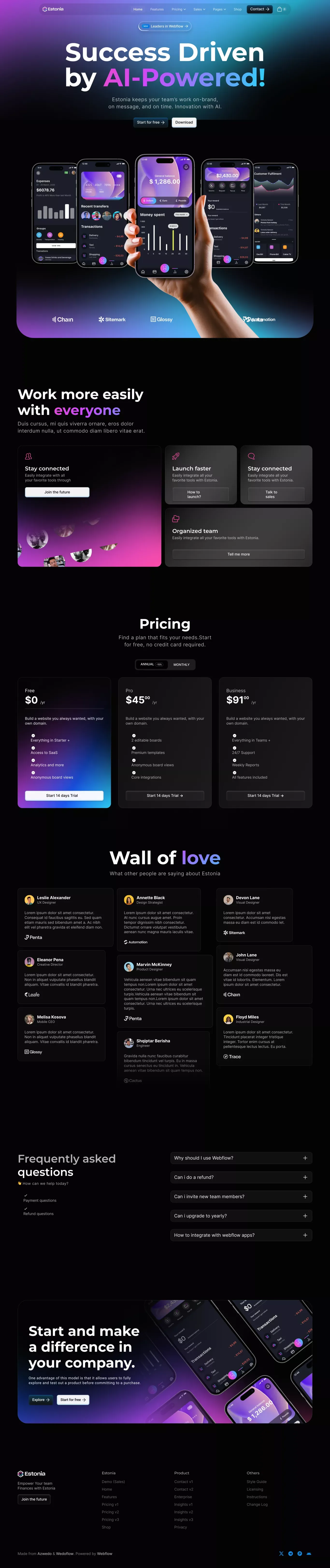 Estonia - Webflow Ecommerce website template - Template design