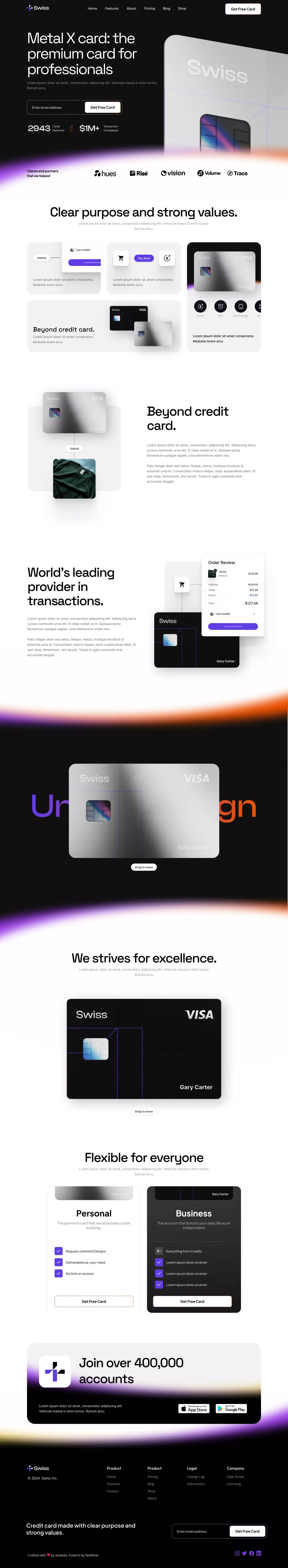 Swiss - Webflow HTML website template - Template design