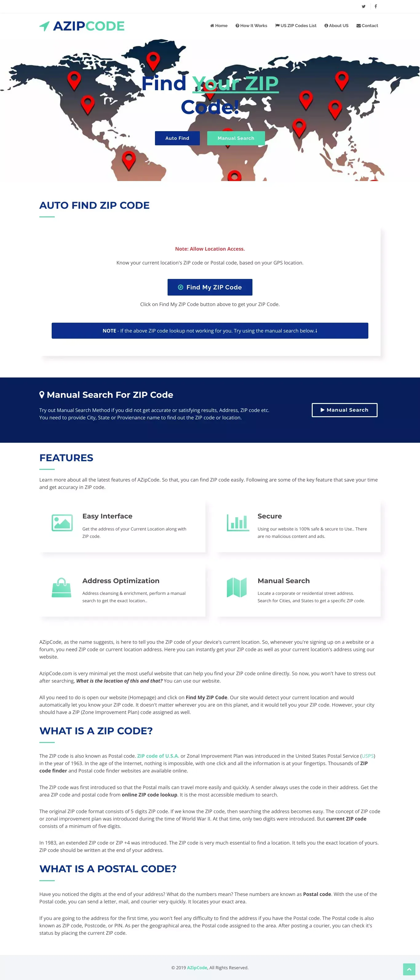 AZipCode - Free ZIP Code Lookup and Address Finder - website design