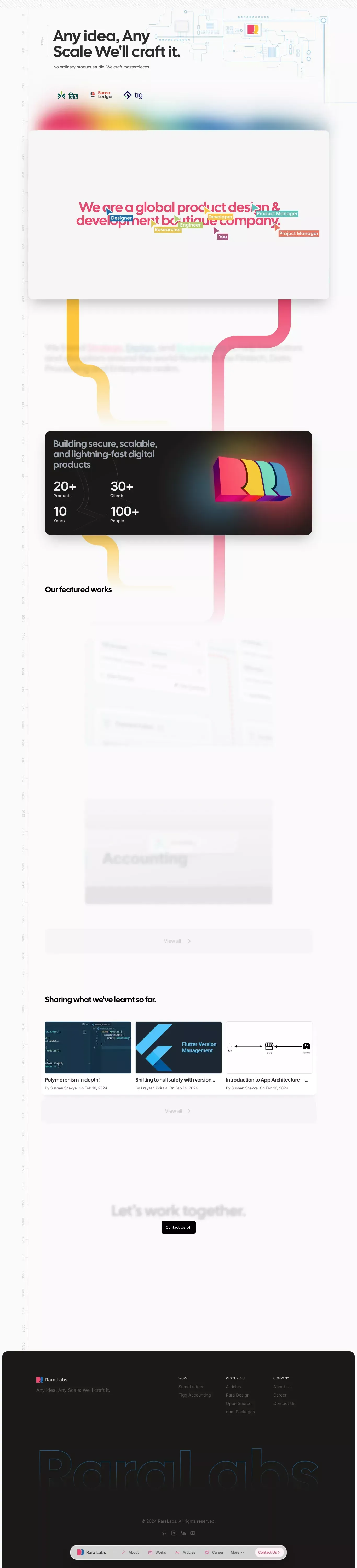 RaraLabs - website design