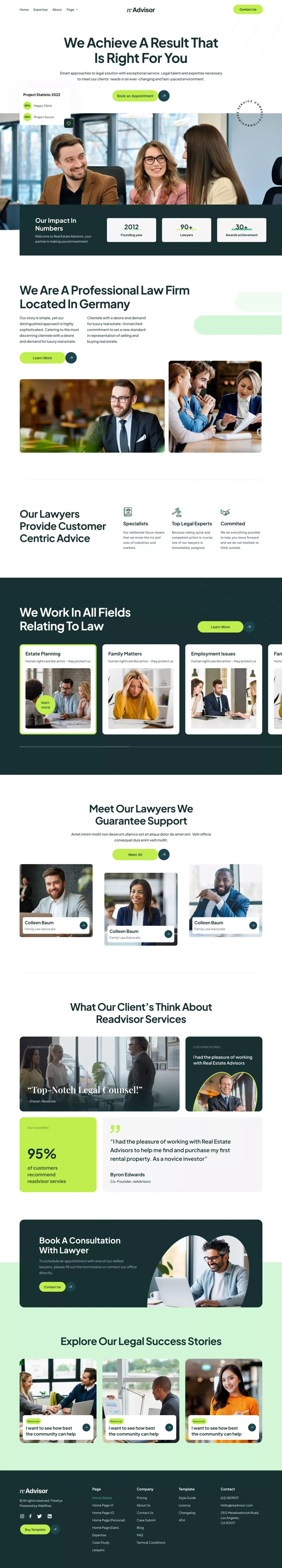 reAdvisor Webflow HMTL website template - Template design